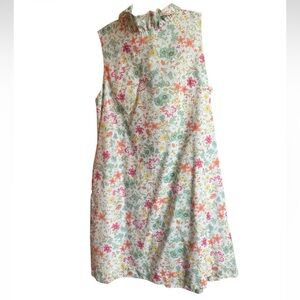Gabby Floral Sleeveless Dress V-Neck Ruffled Back with Bow Lined NWT Size 14